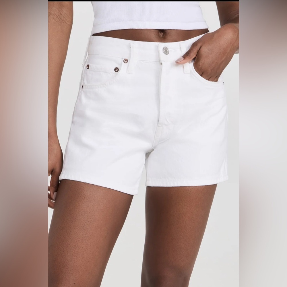 Agolde Cream Parker Long high rise Jeans Shorts size 24 organic cotton